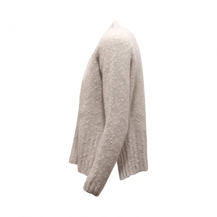 3043AZ MAGLIONE DONNA BREBIS NOIR WOMAN V-NECK BOUCLE SWEATER