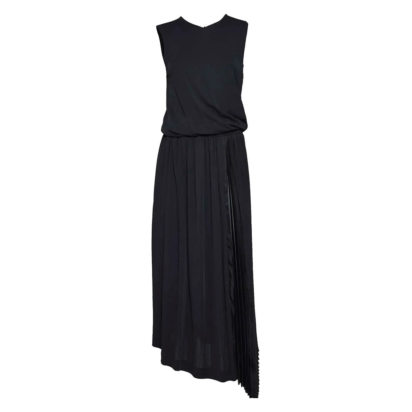 Abito lungo asimmetrico in viscosa plissè nero Jil Sander