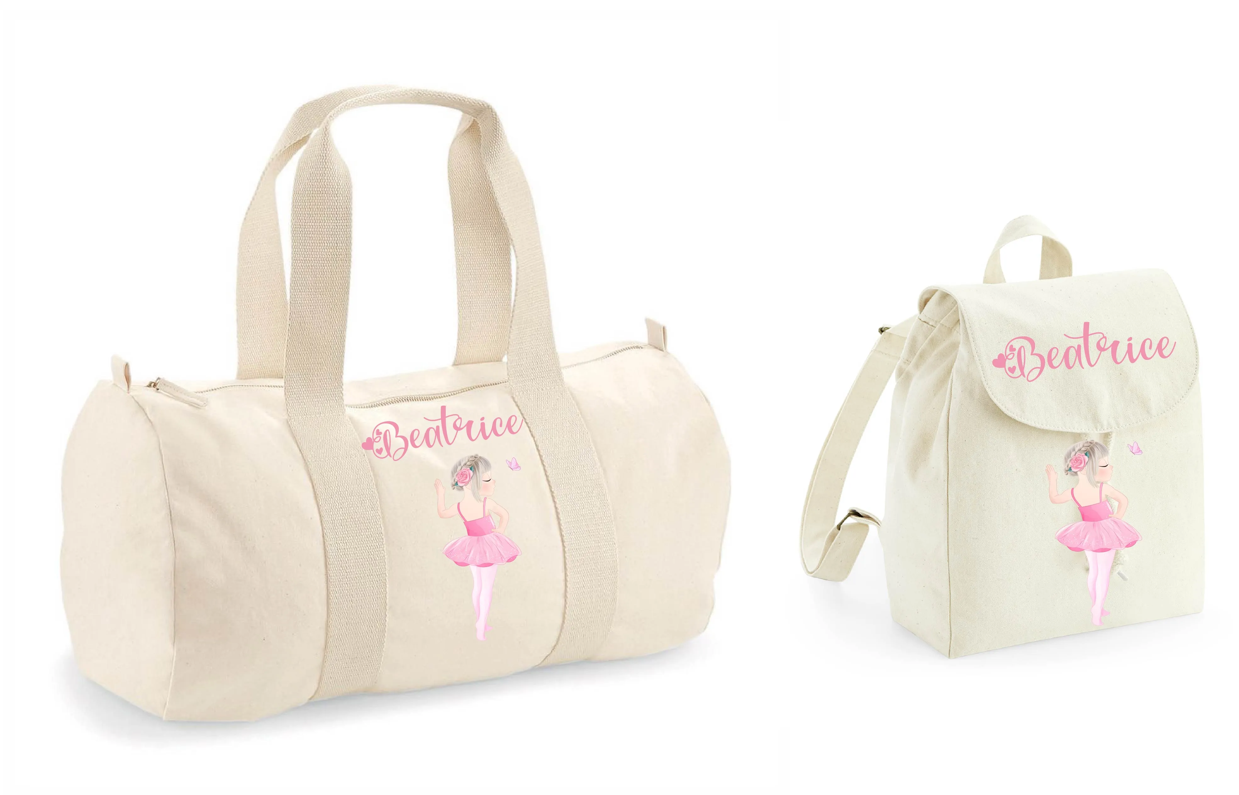 Borsone e zaino in cotone personalizzabile Ballerina danza
