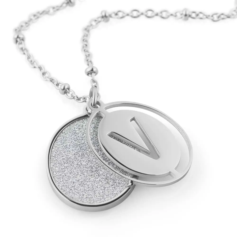 Collana Lettera V Lady Shine Acciaio Maglia Forzatina Rotonda 45 + 5 cm 1669840
