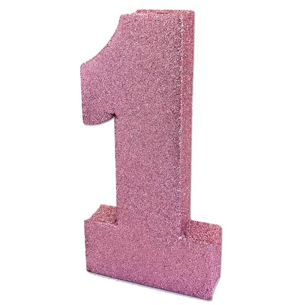 Decorazione tavola numero 1 rosa 20 cm