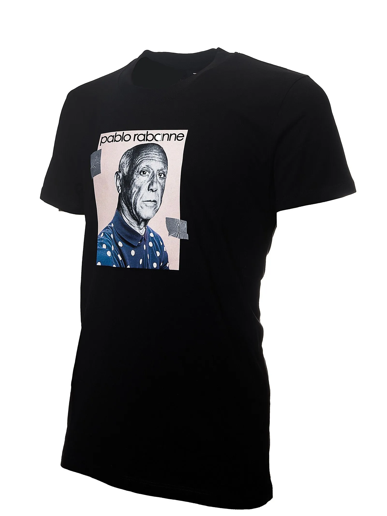DIEGO VENTURINO   T-SHIRT NERA IN COTONE STAMPA FRONTALE PABLORABANNE