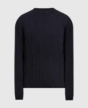 D'Uomo Milano Maglione blu realizzato in lana merino con motivo strutturato 80602
