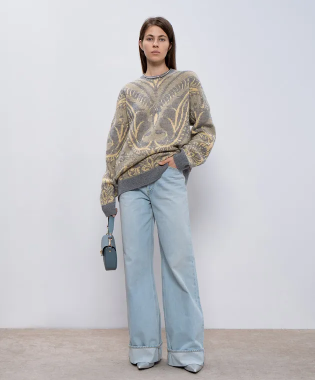 Etro Maglione grigio realizzato in lana con motivo WRKE0158AQ025