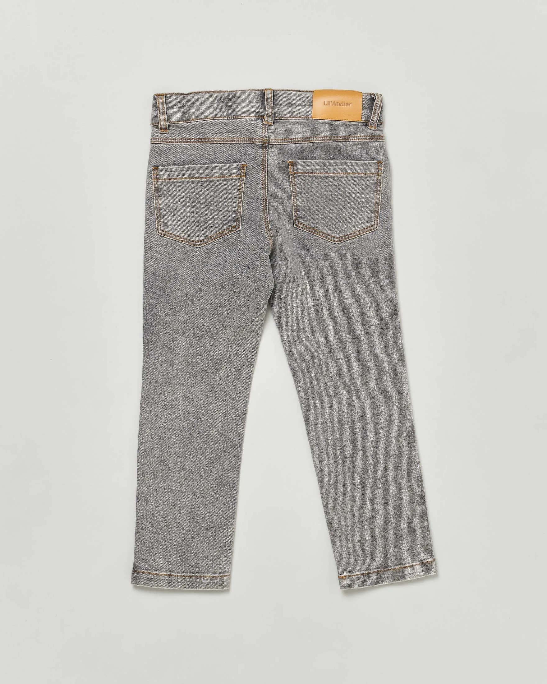 Jeans slim grigio in cotone stretch 2-7 anni