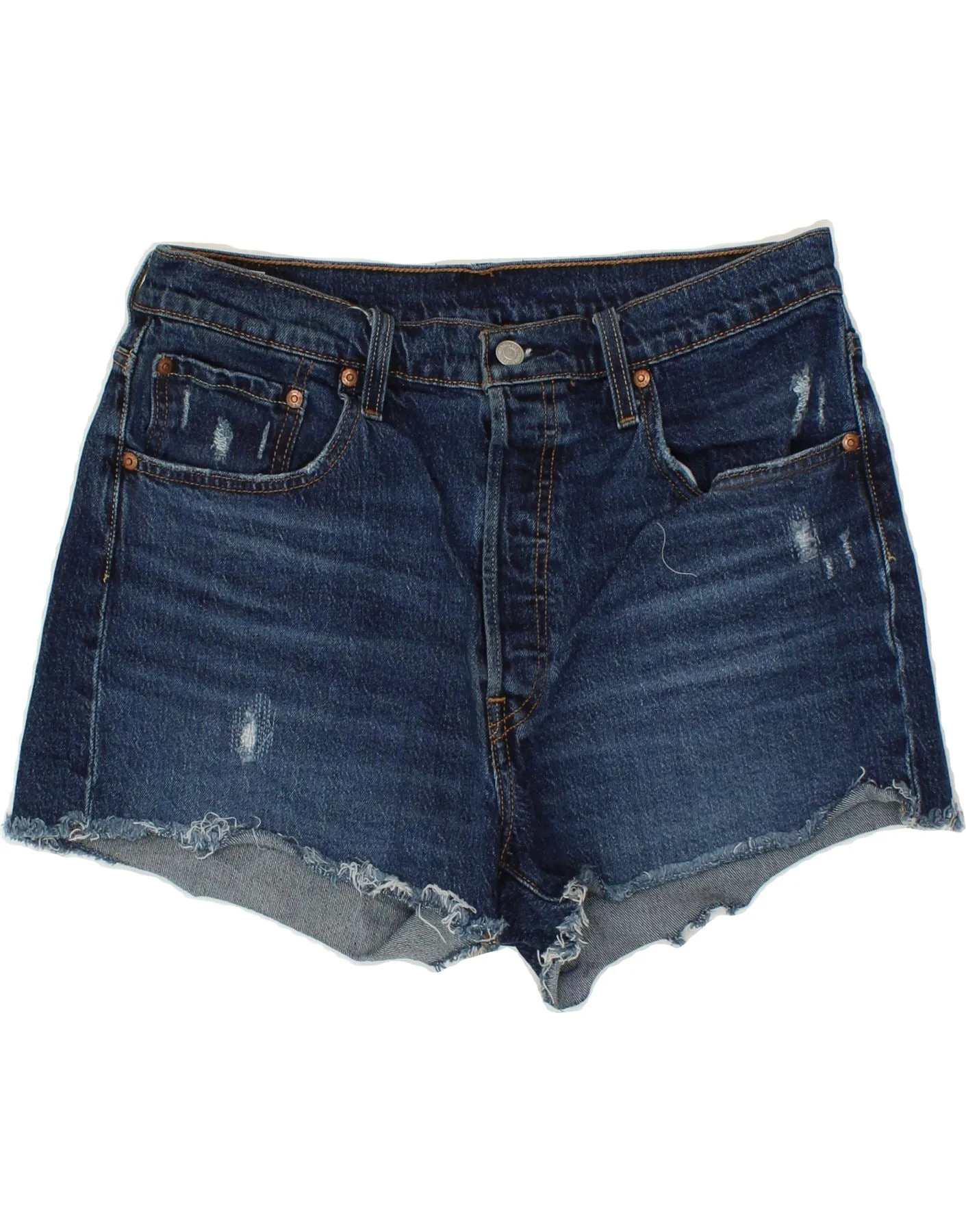 LEVI'S Womens Denim Shorts W32 Large  Navy Blue Cotton