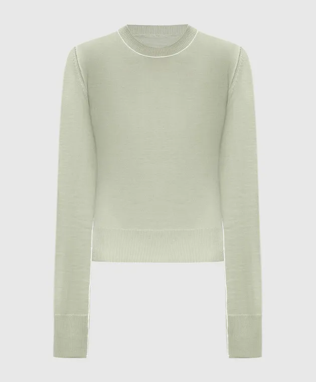 Maison Margiela MM6 Maglione verde con cuciture in rilievo S52HL0020S18446