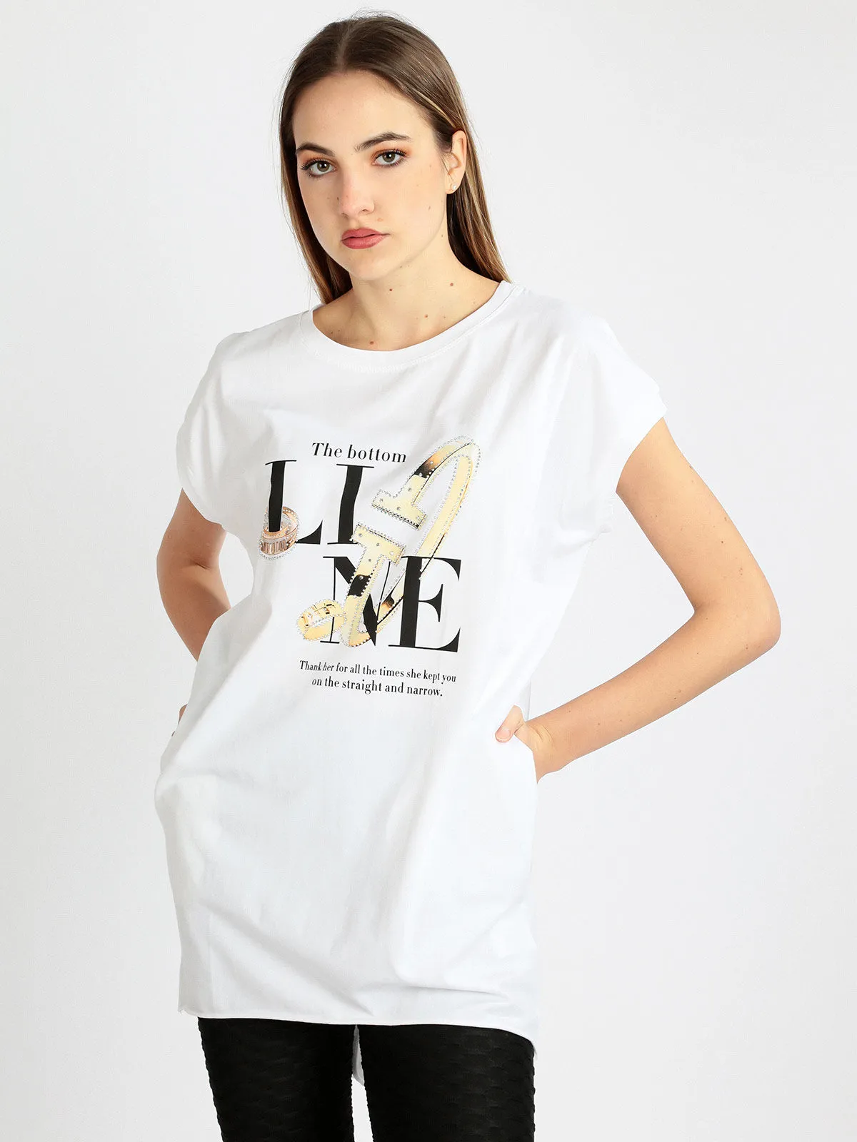 Monte Cervino Maxi t-shirt femme avec lettrage et strass