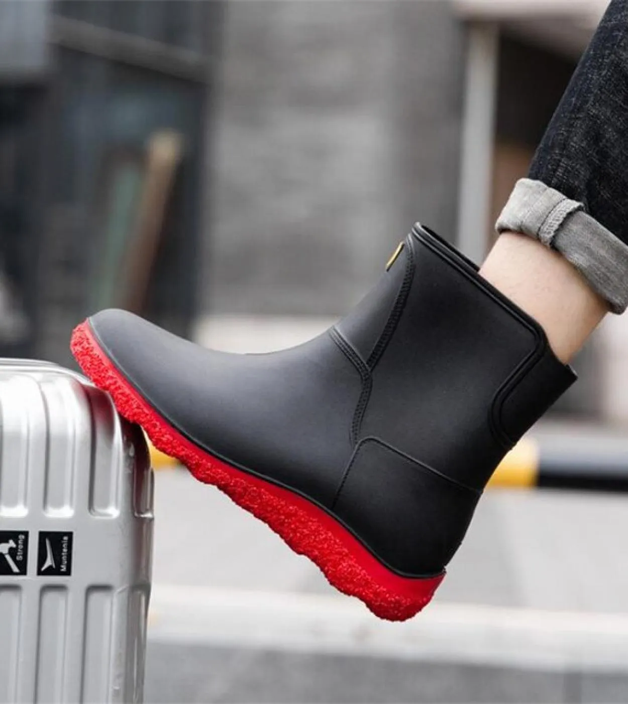 Nuove scarpe da uomo in gomma Stivali da pioggia impermeabili Nuovi stivaletti corti da uomo Impermeabili Rianboots Antiscivolo
