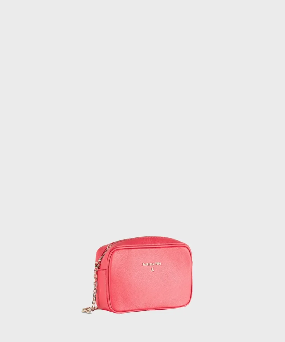 Patrizia Pepe borsa camera case piccola con tracolla in pelle rosa hybrid rose