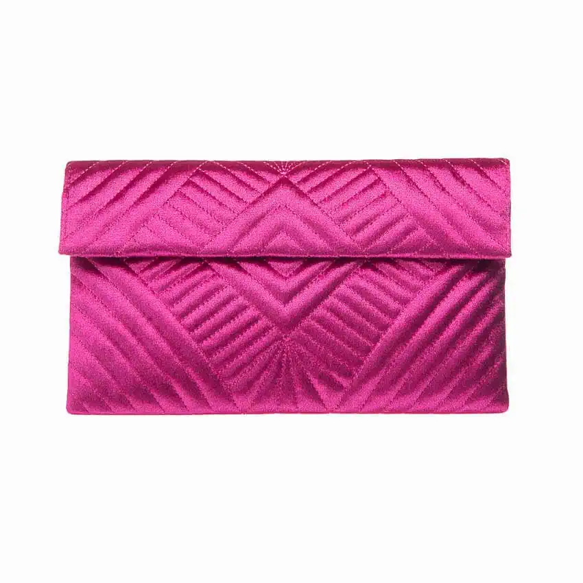Pochette in velluto trapuntato colore fuxia