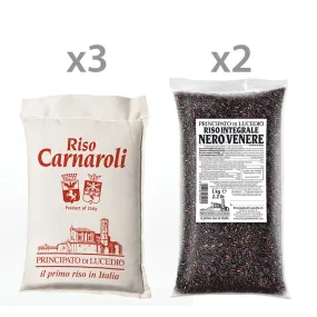 Principato di Lucedio 5 confezioni miste da 1 kg: 3 Riso Carnaroli - 2 Riso Integrale Nero Nerone