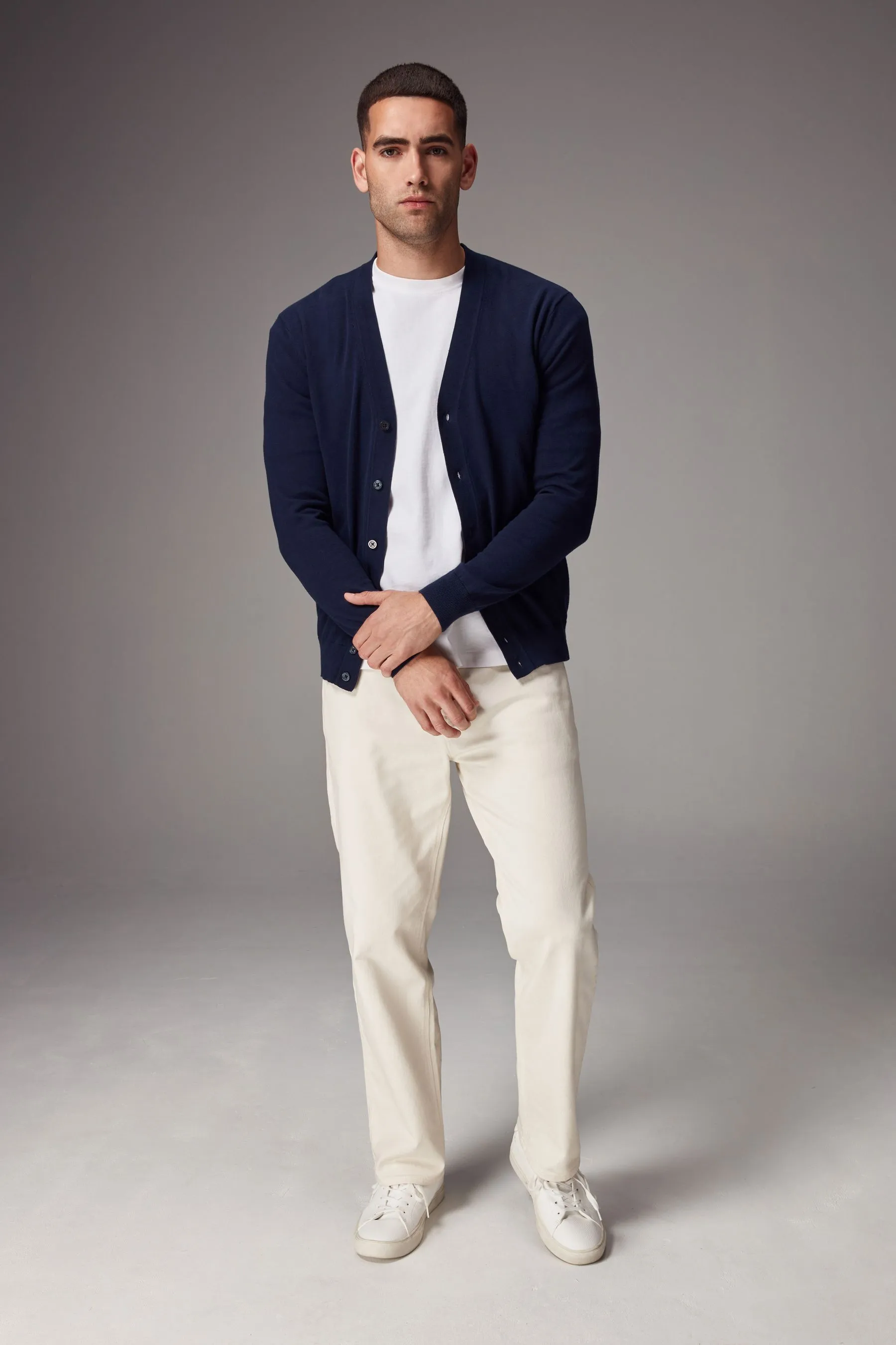 Regular - Cardigan Manica lunga lavorato a maglia    