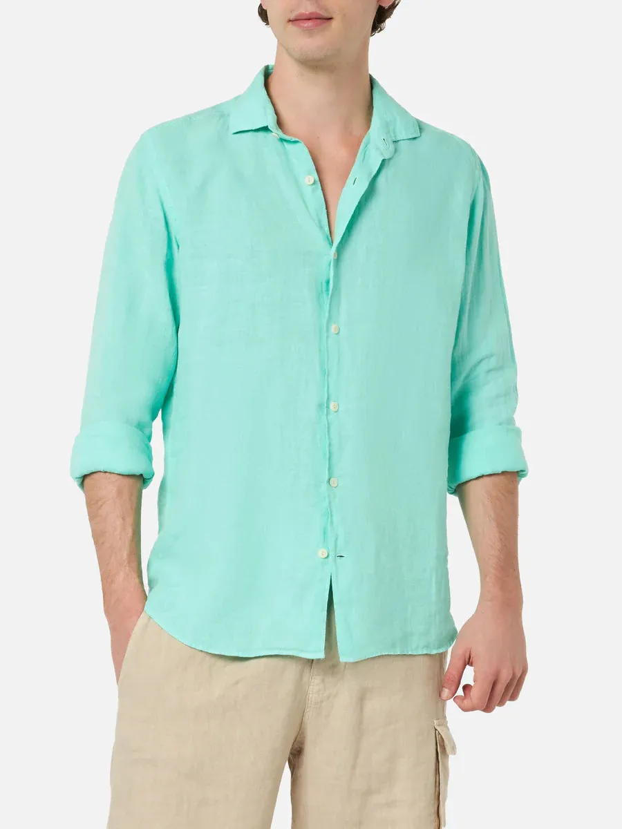 Regular Fit Linen Shirt / Green