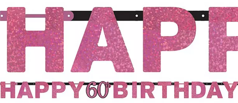 Rosa scintillante Buon compleanno 60 ° compleanno Ghirlanda Time To Shine