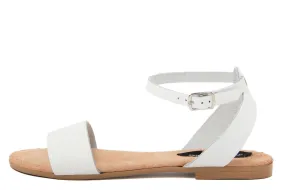 Sandali Flat Made in Italy in pelle colore Bianco