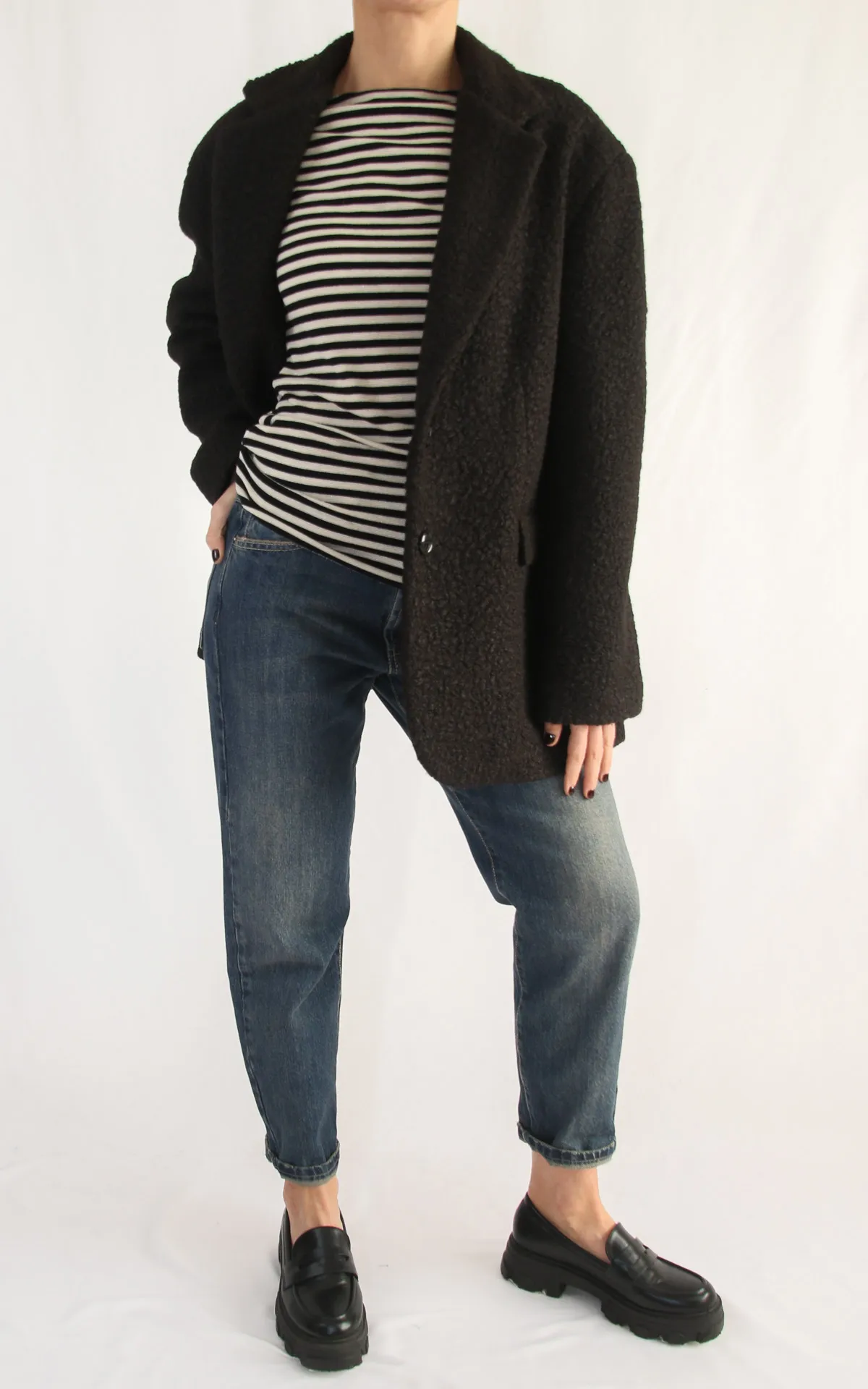 Susymix – Giacca boucle’ oversize – nero