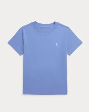 T-shirt celeste mezza manica con logo pony cipria ricamato 2-7 anni