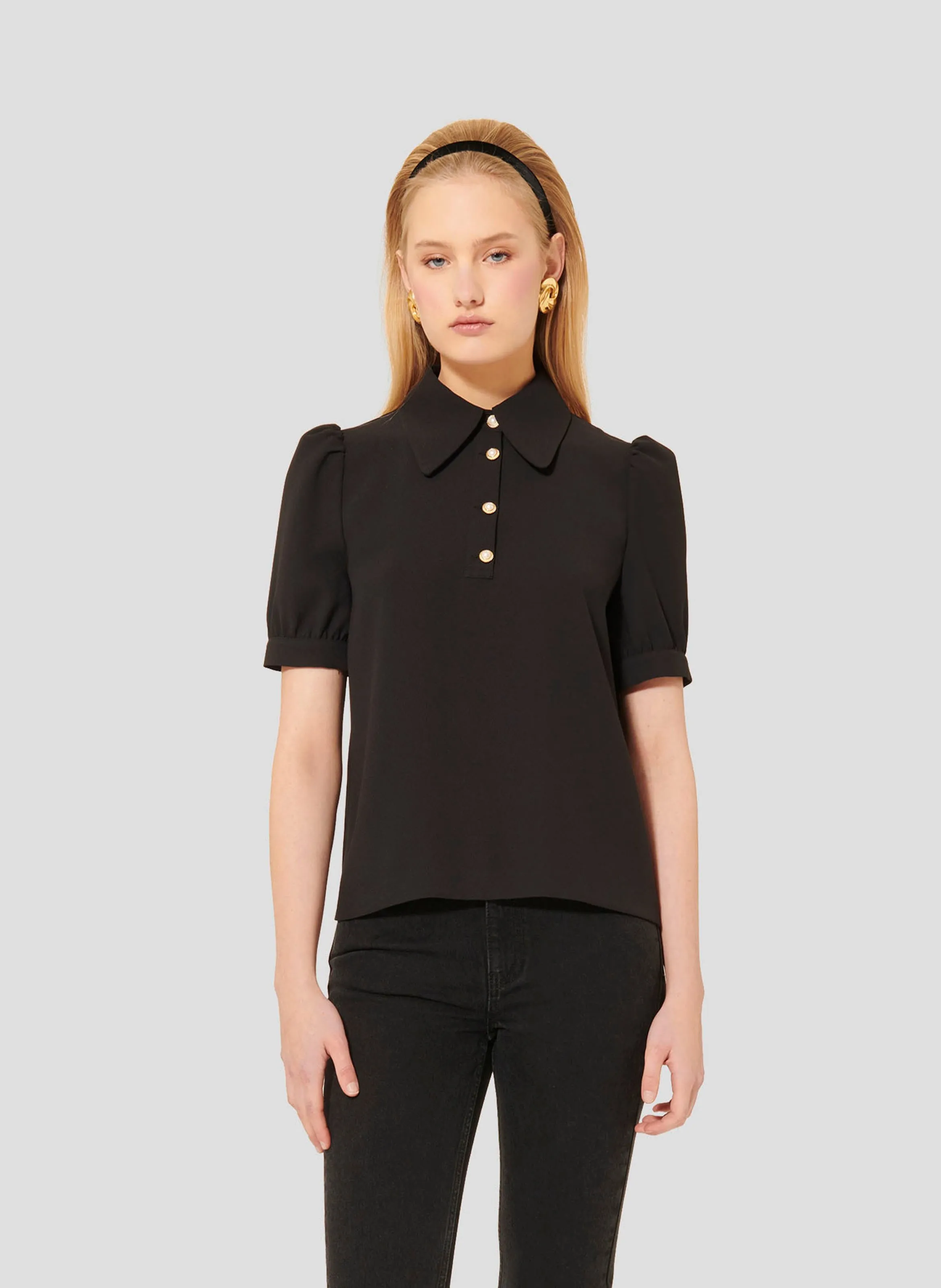  TARA JARMON   TONINO - Top collo a polo | Nero
