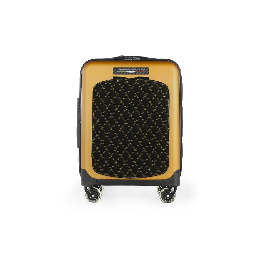 TecknoMonster - Valigia Akille Flap Oro in Fibra di Carbonio - Trolley in Carbonio Aeronautico