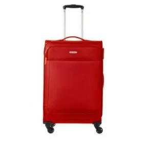 Trolley rosso piccolo con quattro ruote e lucchetto ad arco